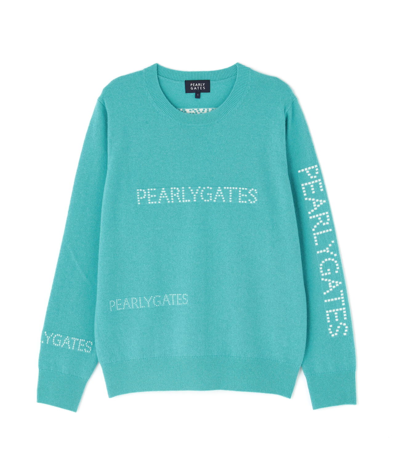 12G部分ジャガードカシミヤ100クルーネックニットプルオーバー