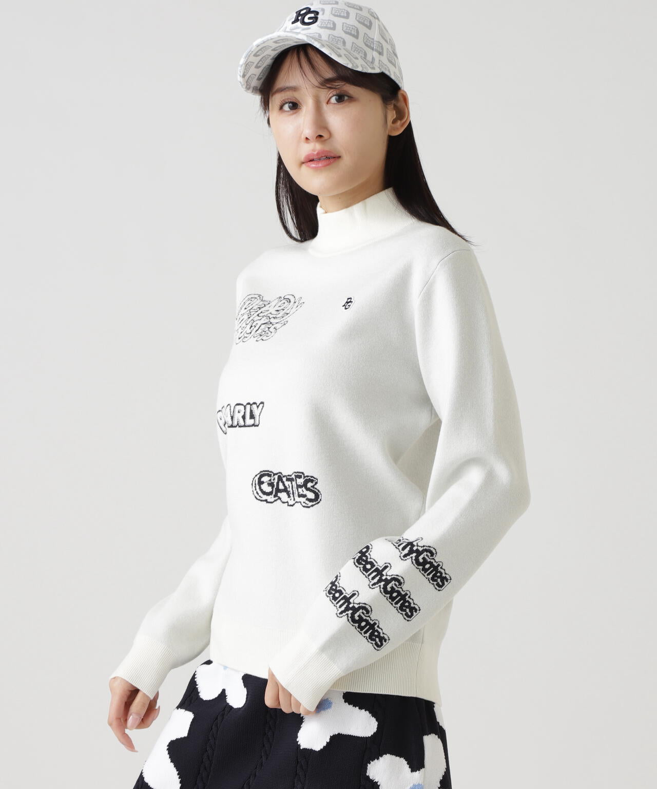 14GダブルJQ×ワッペン風ハイネックニットプルオーバー | PEARLY GATES