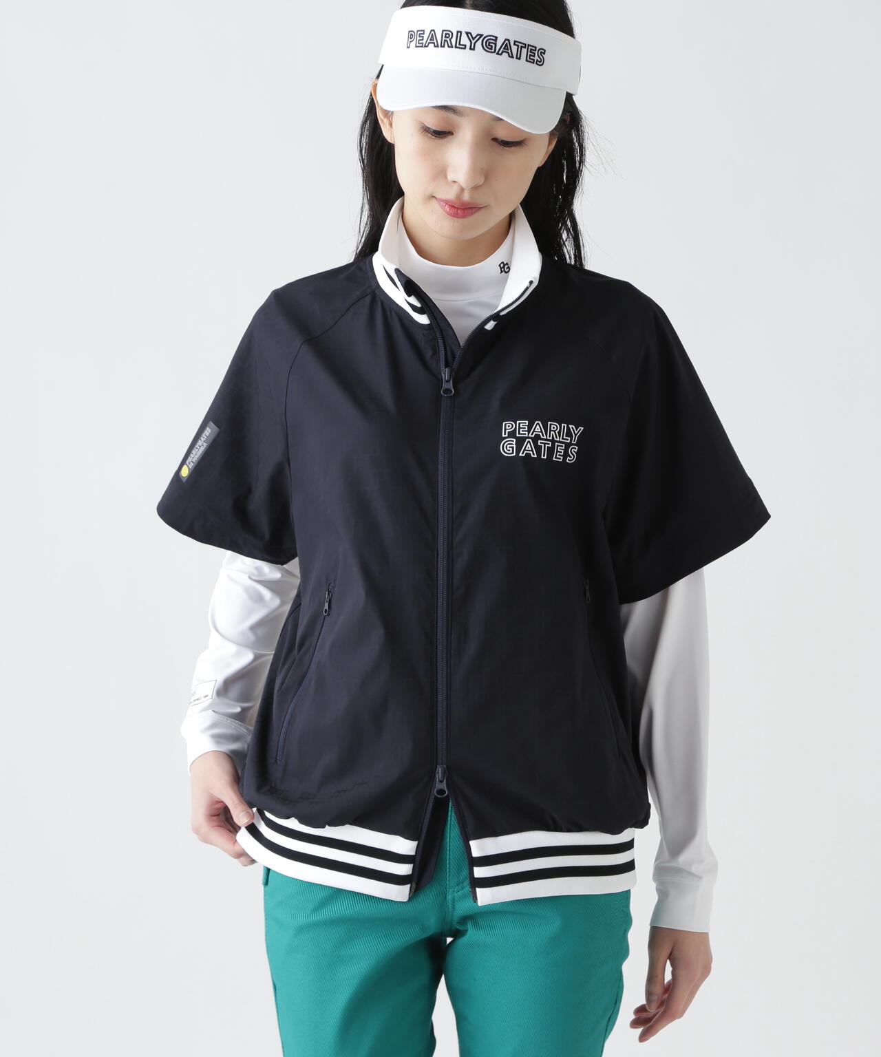 PG is PG ロゴジャガードポリエステルタフタジップアップブルゾン