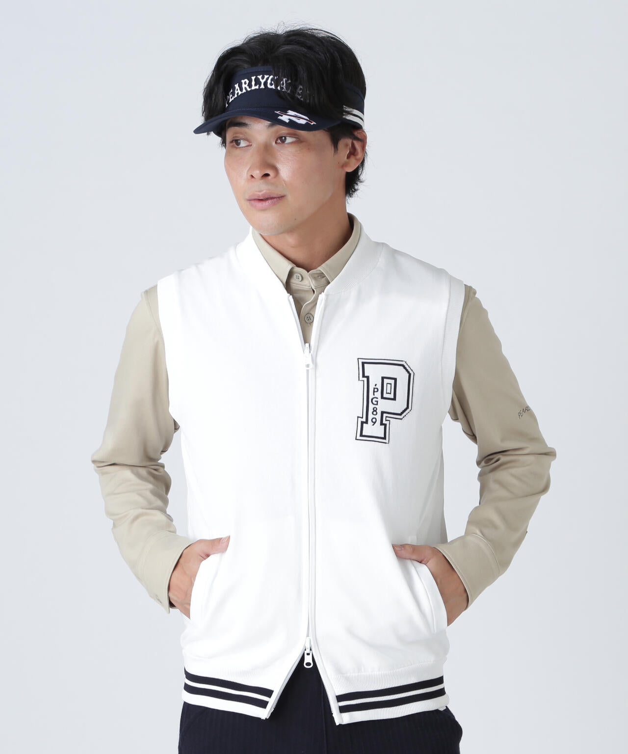 ジャガードリバーシブル フルジップニットベスト | PEARLY GATES