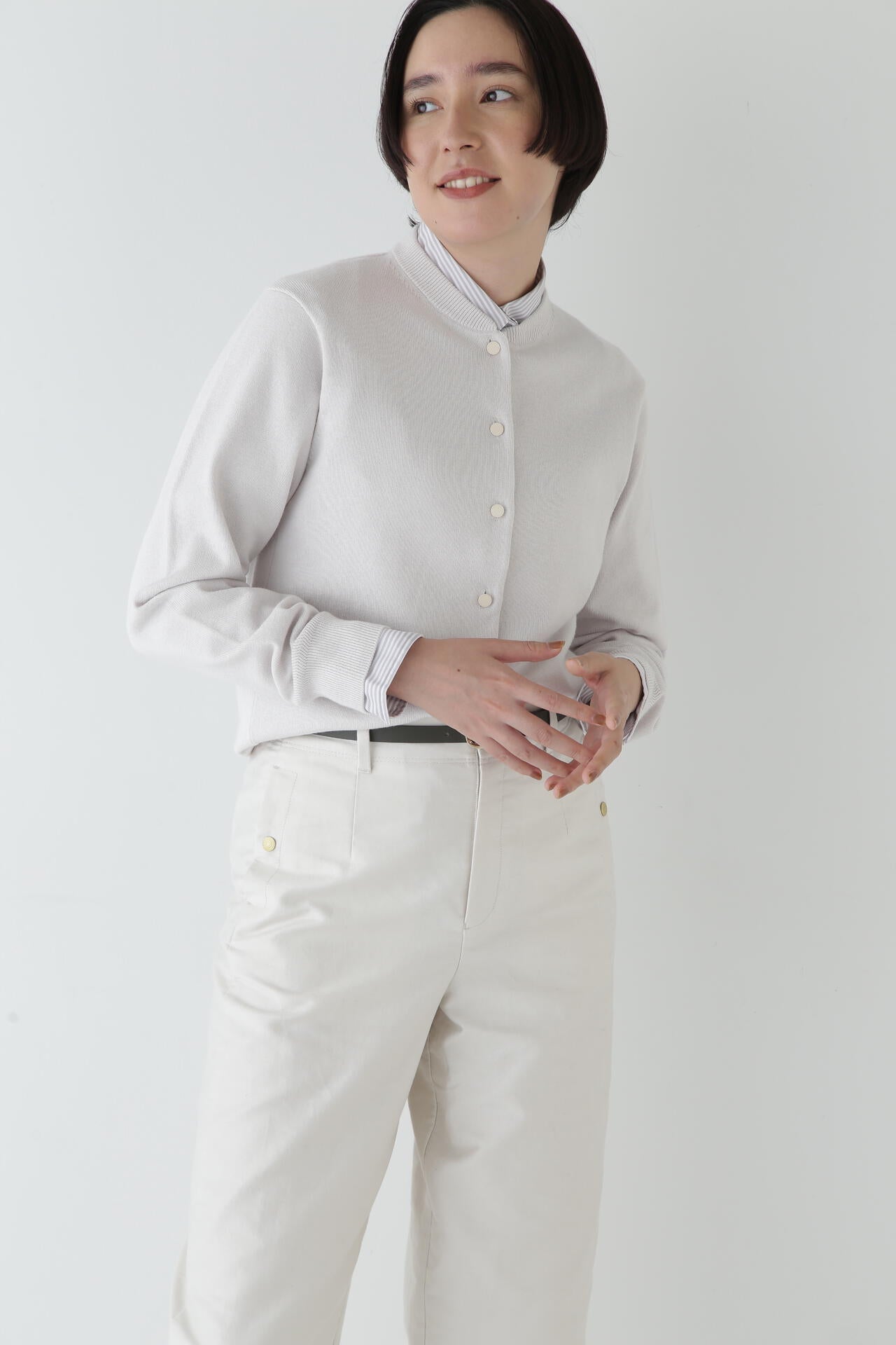 ウォッシャブル】コットンカシミヤ クルーネックカーディガン | human