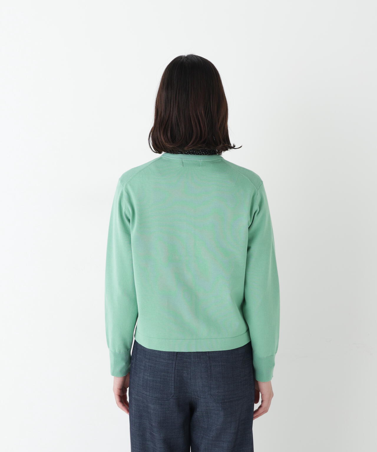 ≪オーガニックコットン混 / 洗える≫プレーティングライン入りニット