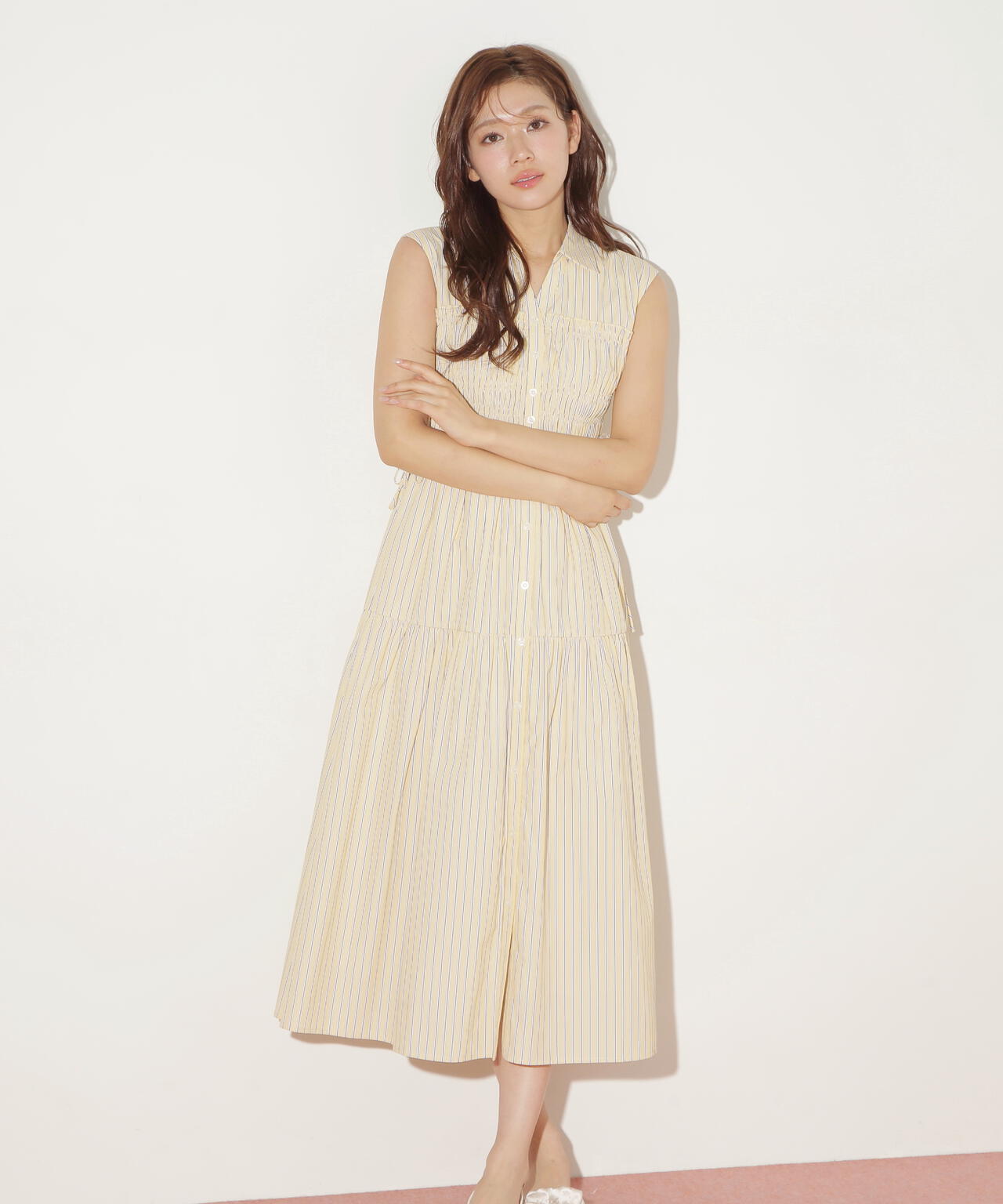 ウエストシャーリングストライプシャツワンピース | JILL by JILL