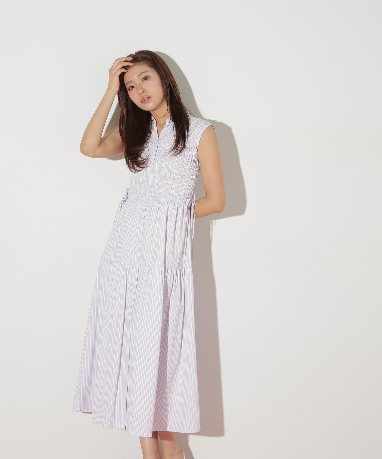 ウエストシャーリングストライプシャツワンピース | JILL by JILL