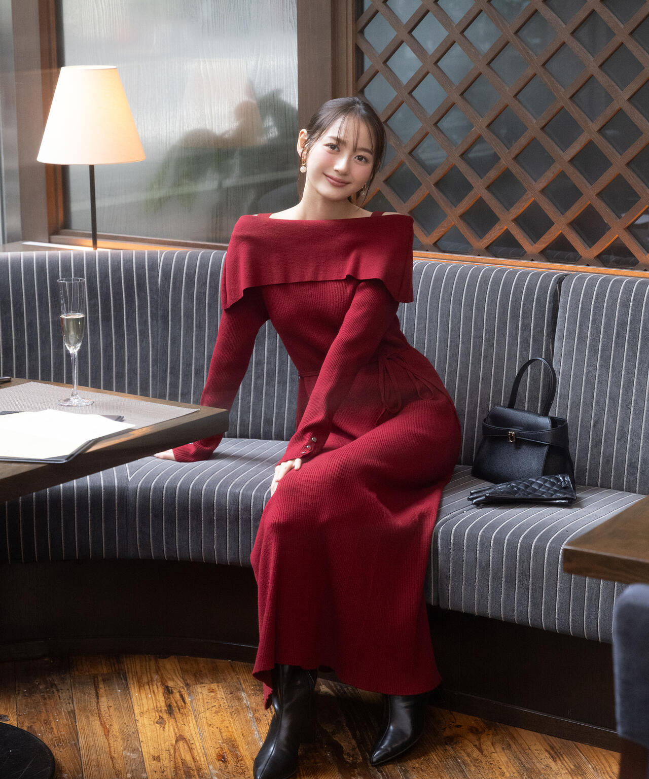 加藤栞さん着用】オフショルリブニットワンピース | PROPORTION BODY