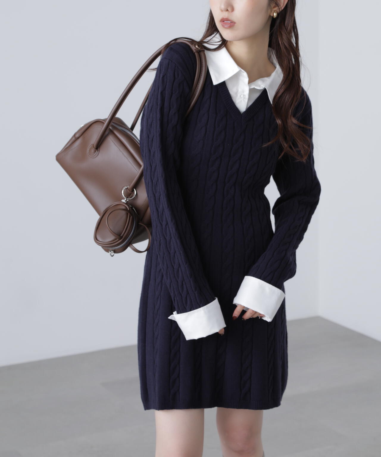 レイヤード風ケーブルニットミニワンピース | FREE'S MART（フリーズ