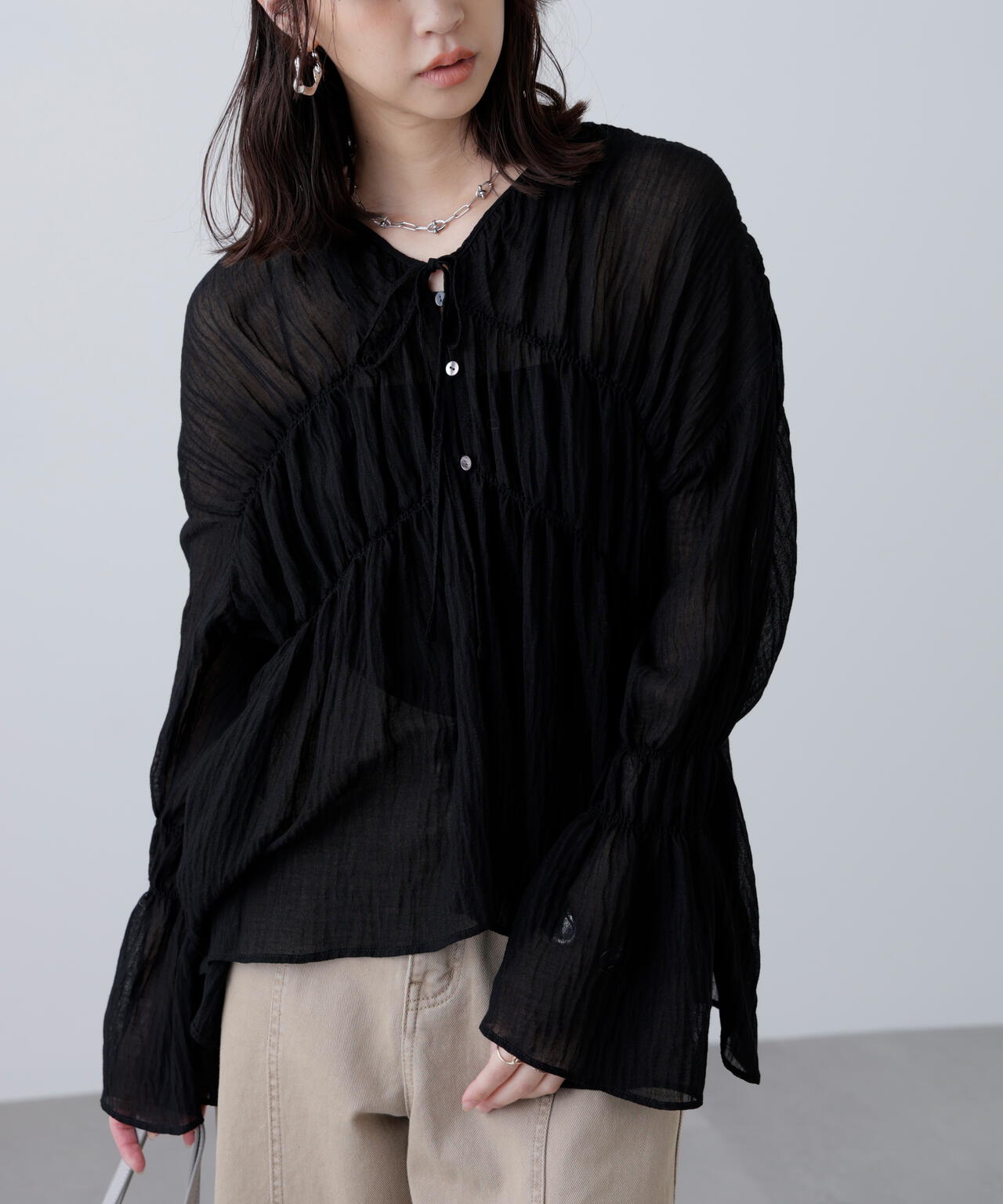 シャーリングドロストチュニックブラウス | FREE'S MART（フリーズ