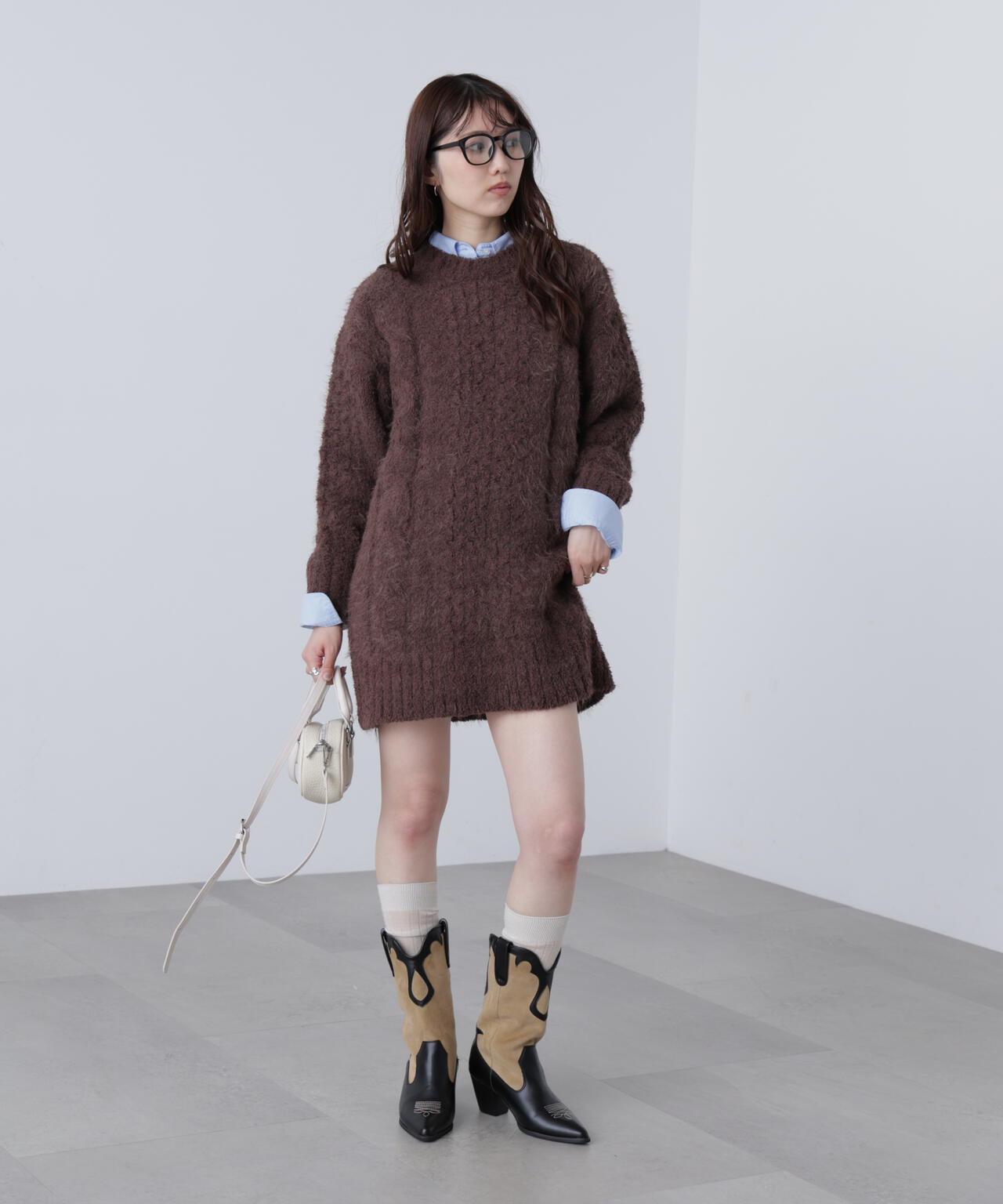 テディヤーンケーブル編みミニワンピース | FREE'S MART（フリーズ