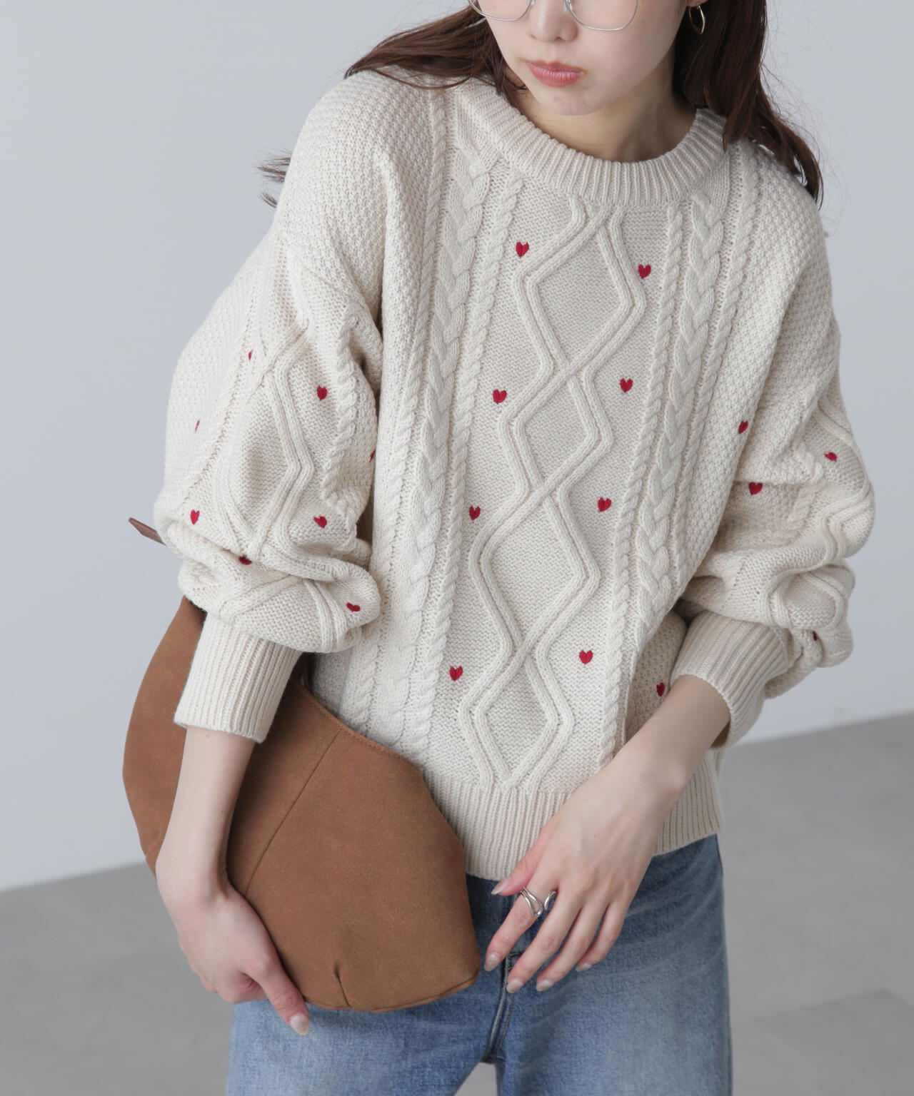 ハート刺繍ケーブルニット | FREE'S MART（フリーズマート） ｜【公式