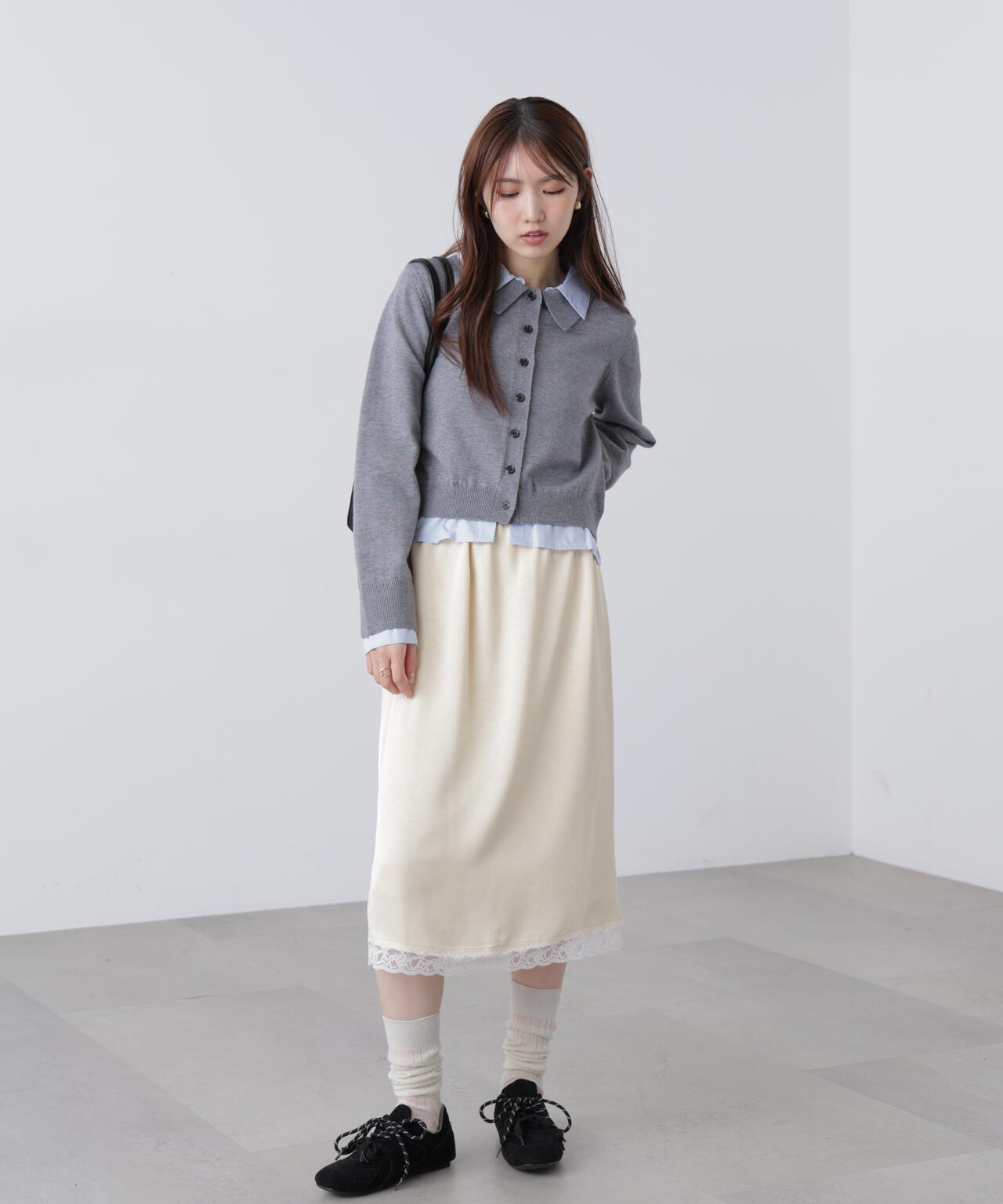 追加生産予約】レーストリムサテンミディスカート | FREE'S MART