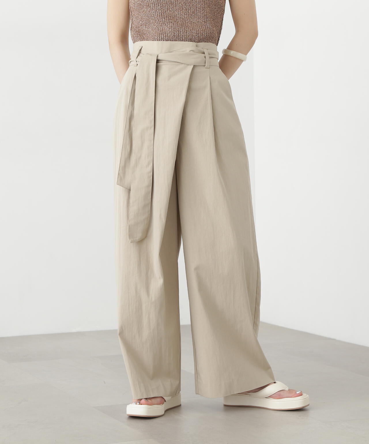 ベルト付きラップ風ワイドパンツ | N. Natural Beauty Basic*（エヌ