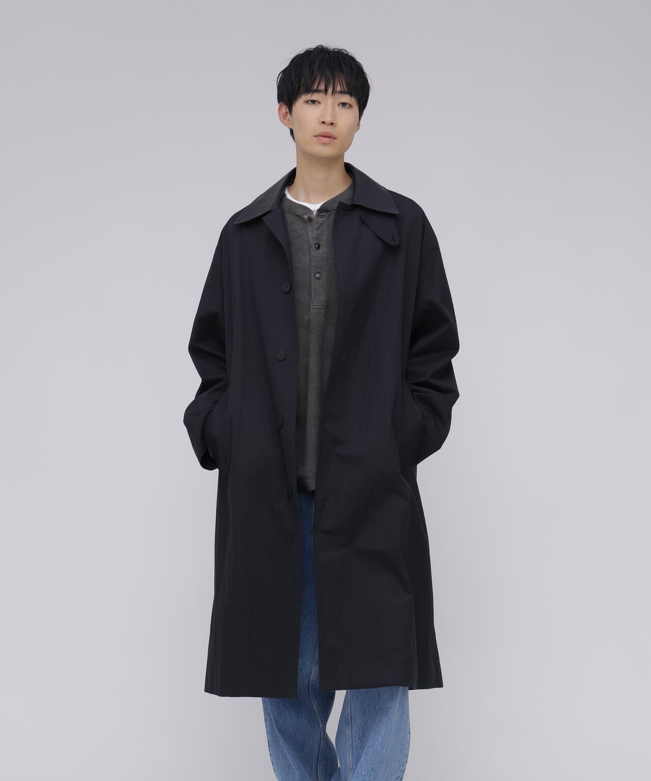 STUDIO NICHOLSON / WASHED WEATHER CLOTH TRENCH COAT | THE LIBRARY