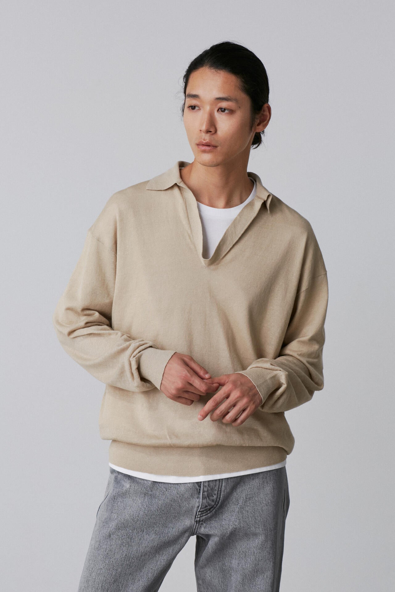 YLEVE / LINEN COTTON SKIPPER KNIT PULL OVER | YLÈVE（イレーヴ