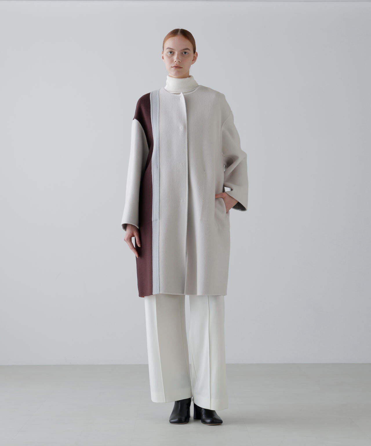 Ca混2TONEリバーノーカラーコート | ADORE（アドーア