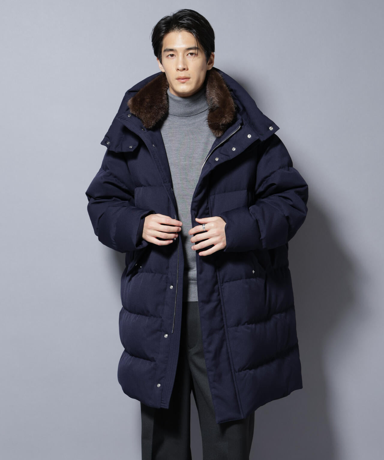 西川ダウン(R)」フェイクファーカラーサージロングダウン | NANO