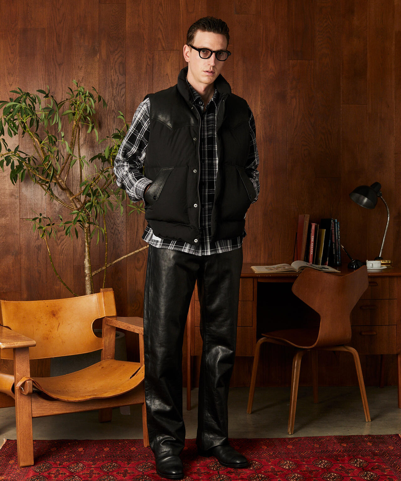 LEATHER COMB. VEST/レザー コンビベスト | Schott（ショット