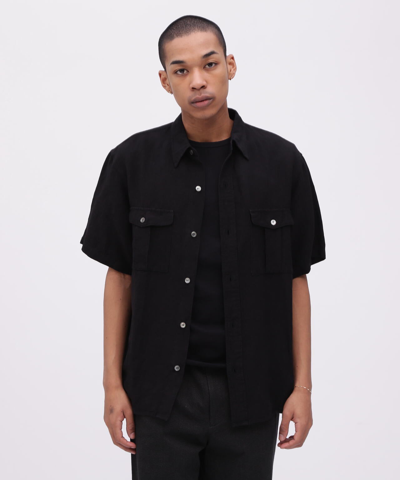 TFQP by HANDROOM》UTILITY SHORTSLEEVE SHIRT FLAT BLACK / 半袖