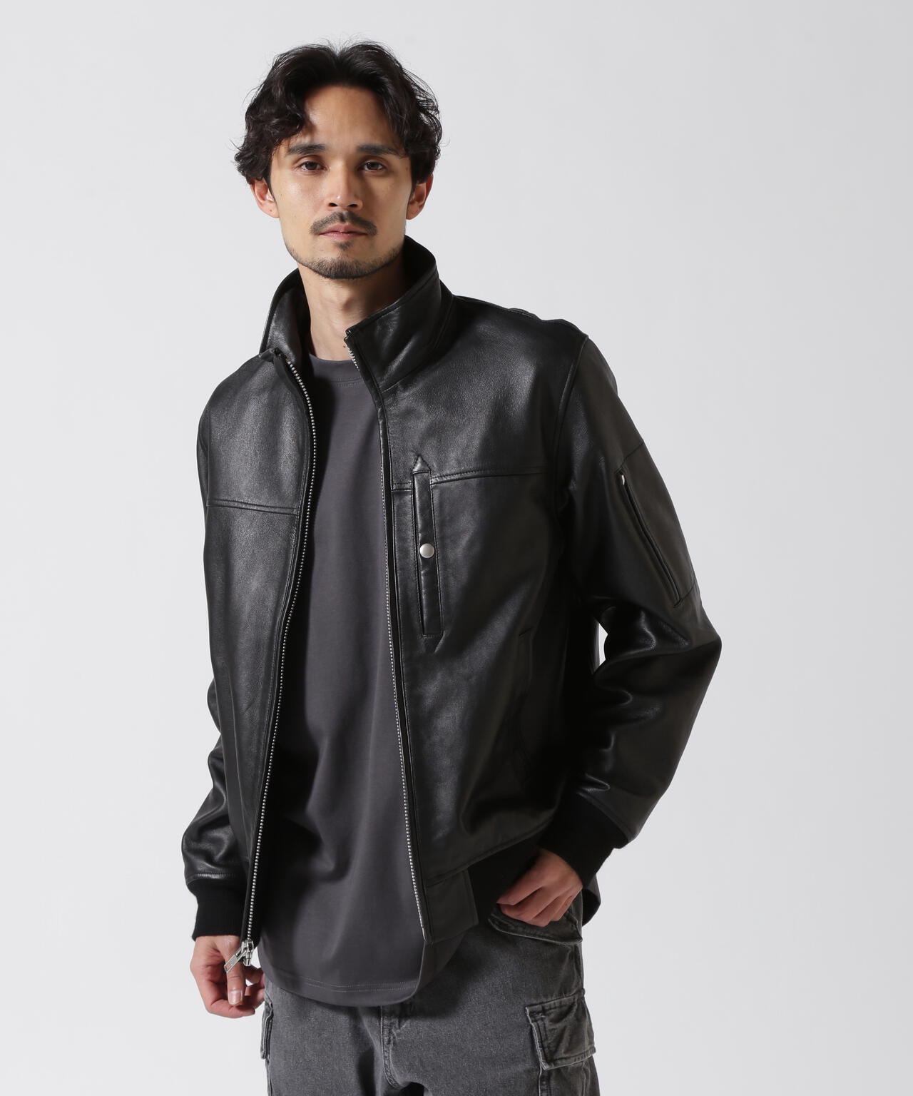 STAND LEATHER MA-1 MOD JACKET / スタンド レザー MA-1 | AVIREX