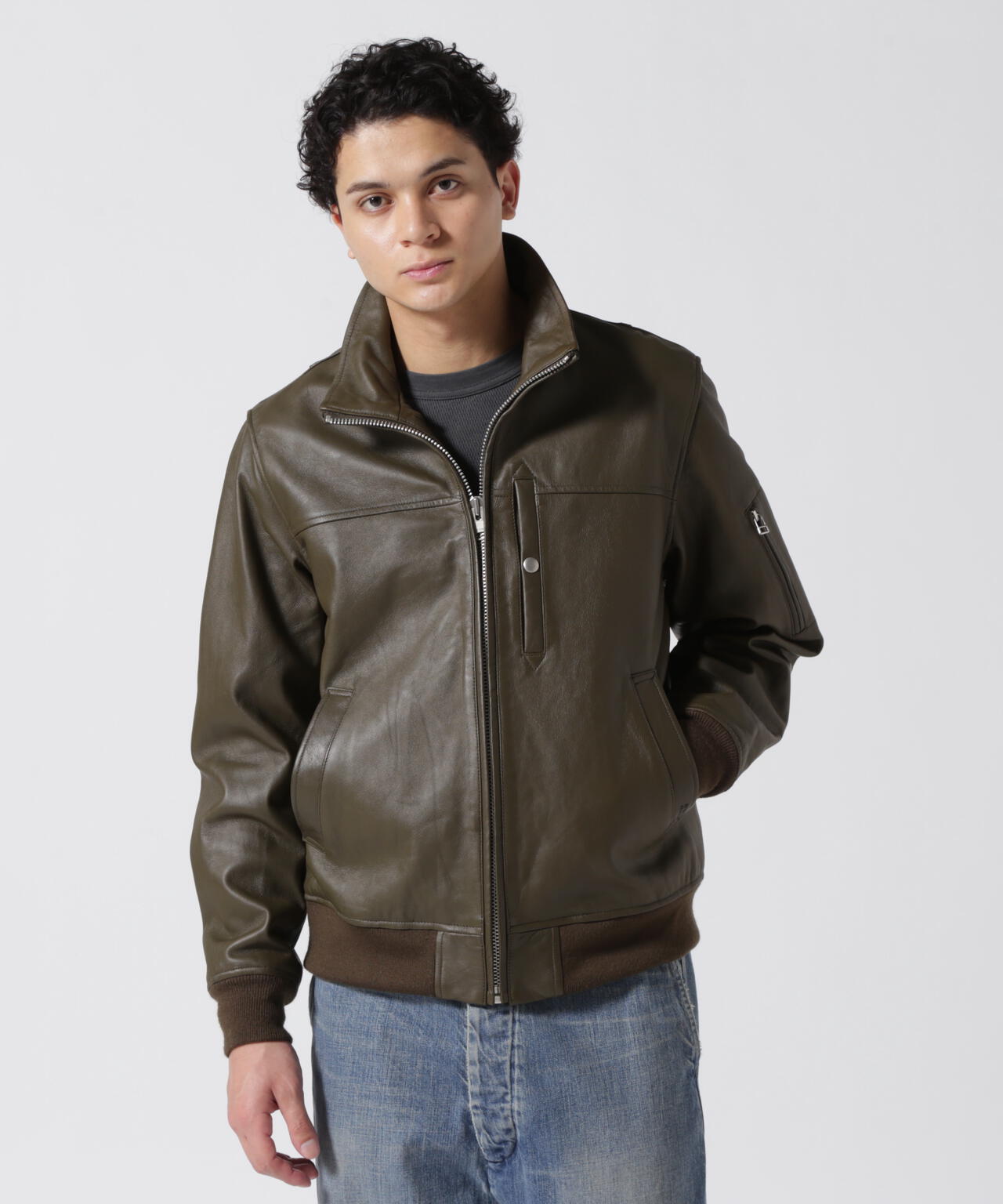 STAND LEATHER MA-1 MOD JACKET / スタンド レザー MA-1 | AVIREX