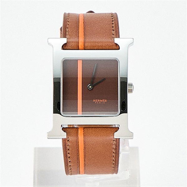 HERMES Hウォッチ HH1.510 クオーツ 腕時計 ブラウン文字盤 ブラウン