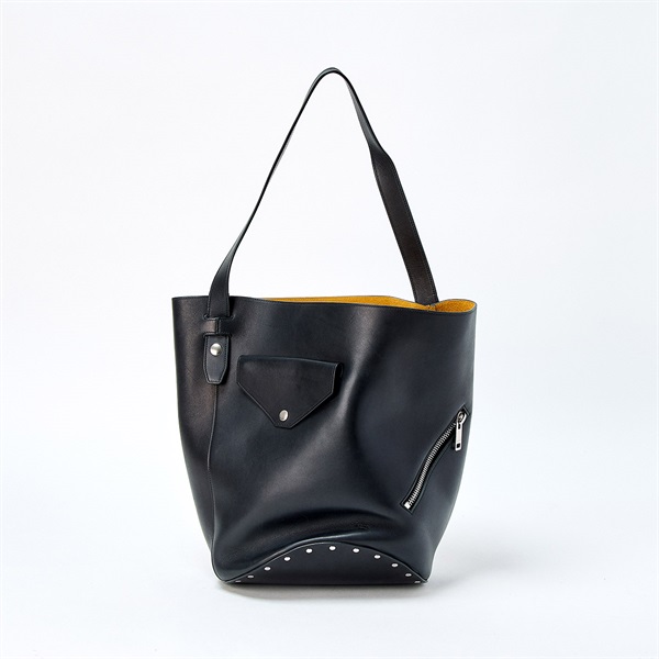 CELINE バケットバイカー トートバッグ ブラック シルバー レザー