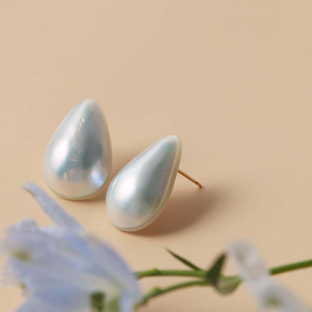 K18しずく型マベパールピアス