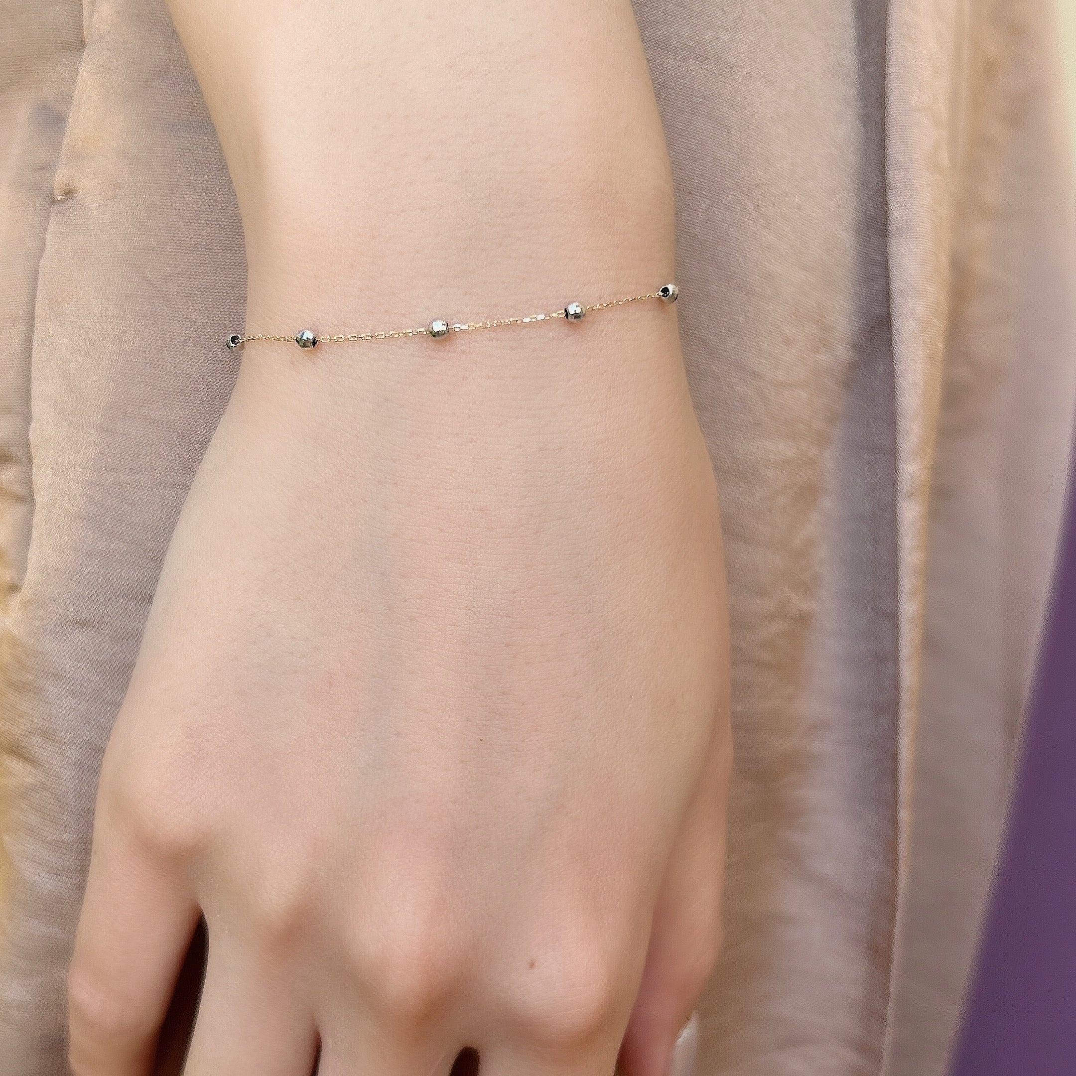 K18コンビスライドミラーボールブレスレット