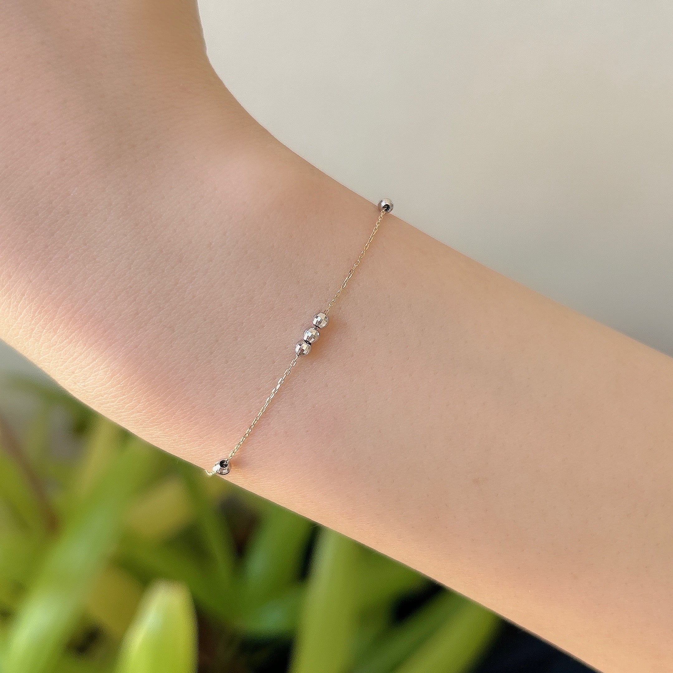 K18コンビスライドミラーボールブレスレット