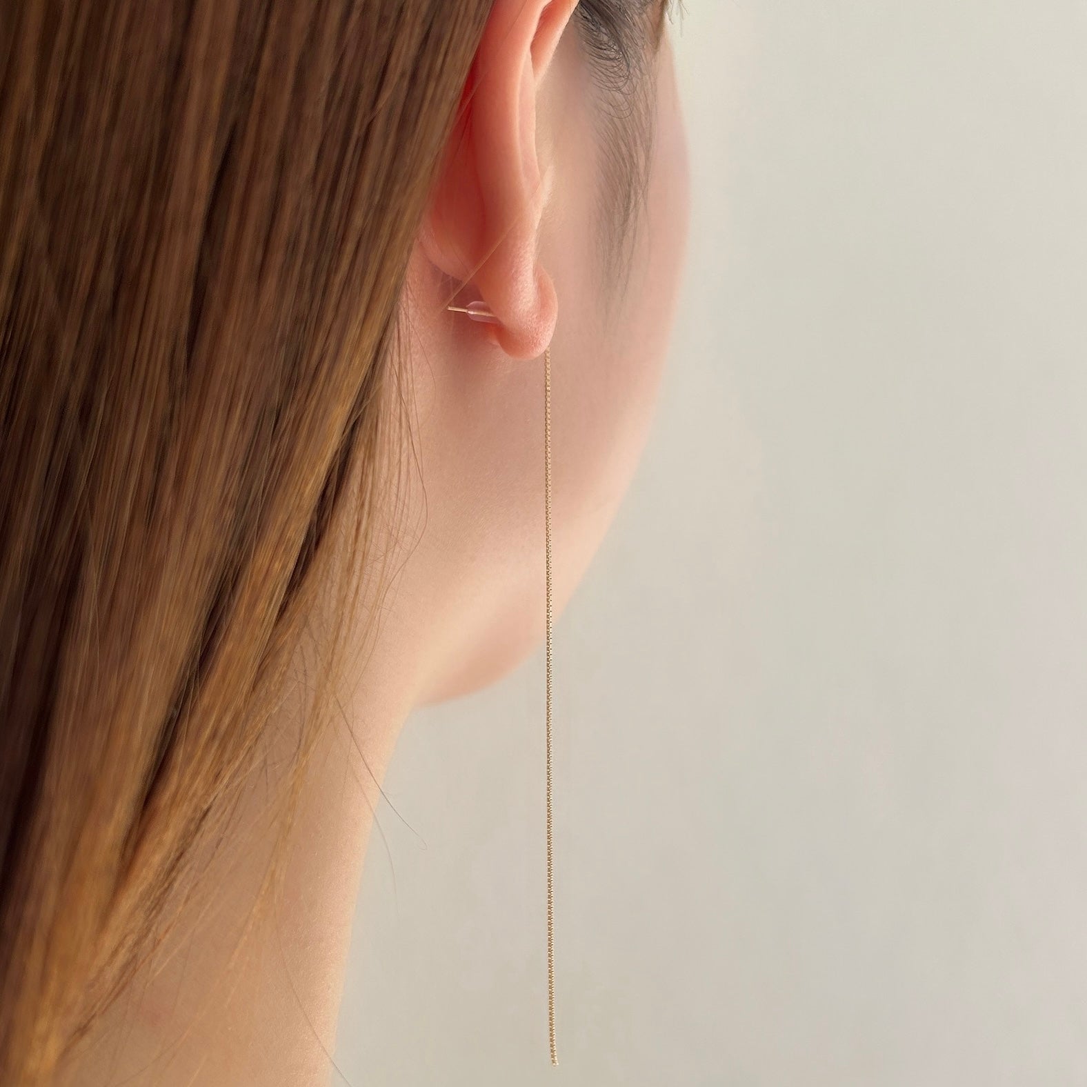 K18ベネチェーンロングピアス