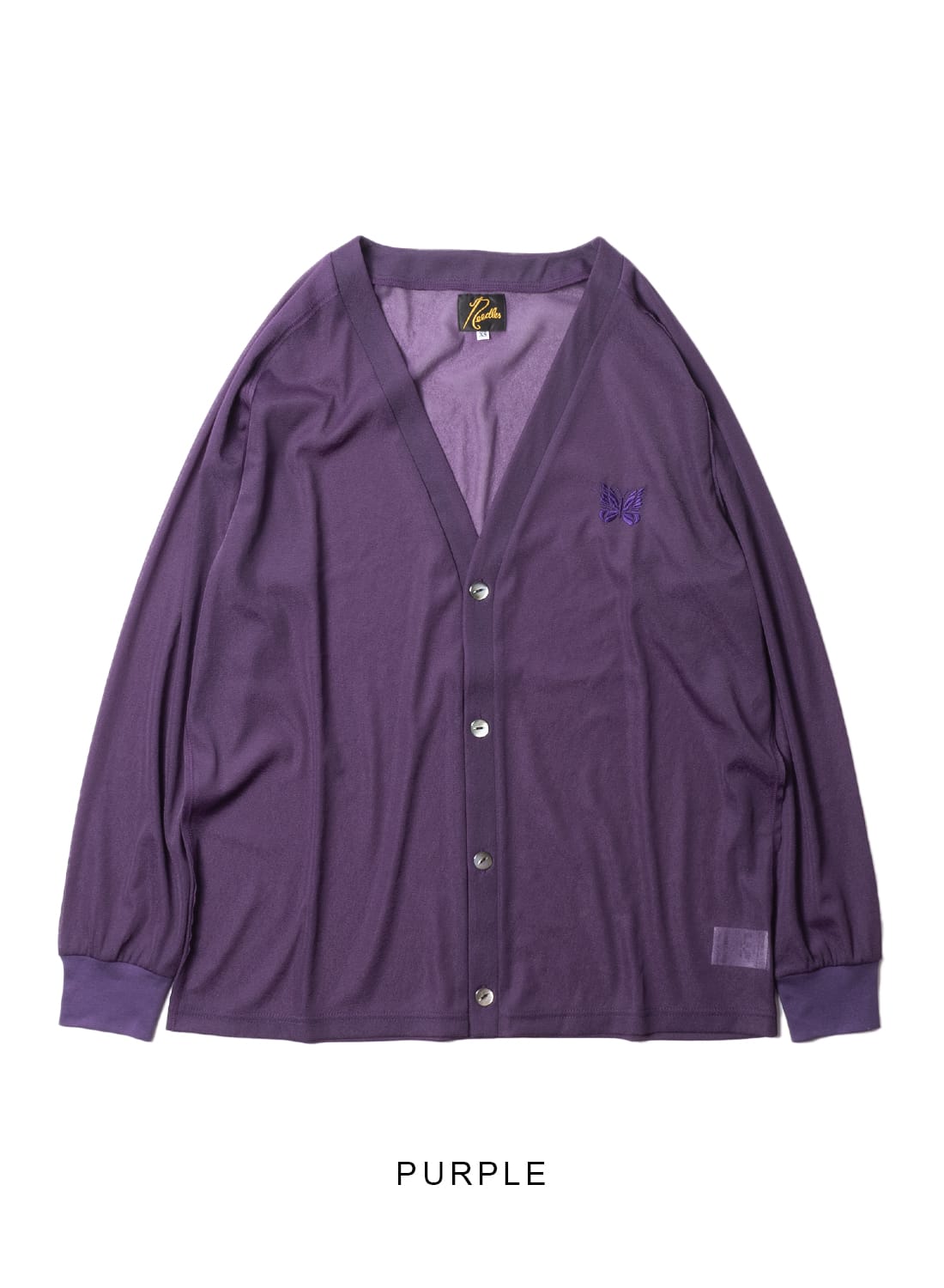 V NECK CARDIGAN-POLY TRICOT CHIFFON|Vネックカーディガン ポリ