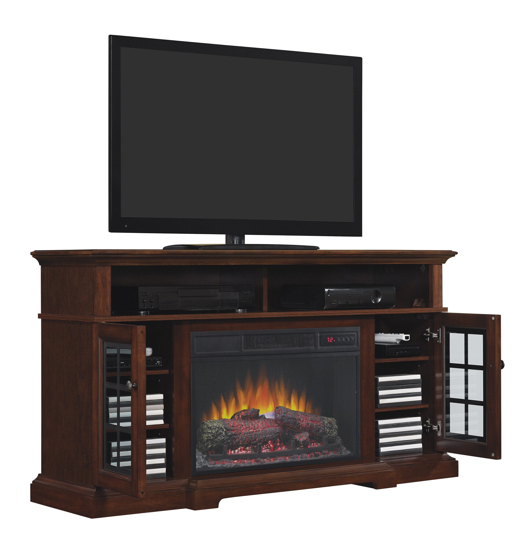Style Selections 56-in W Cherry Fan-forced Electric Fireplace at