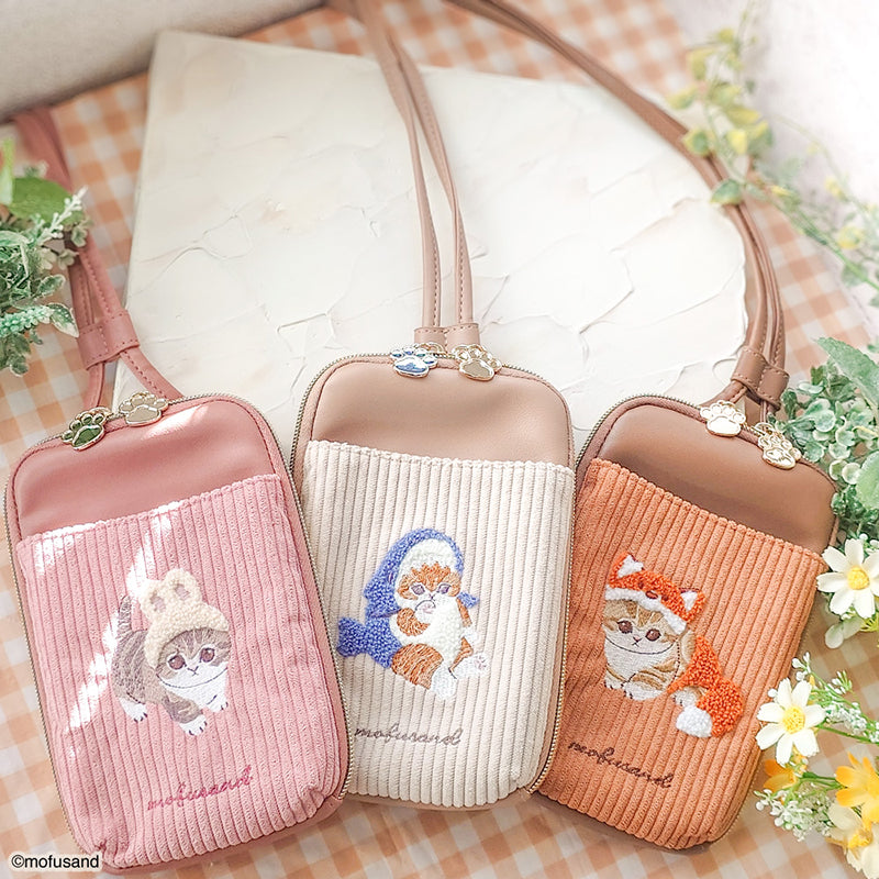 mofusand スマホショルダーポーチ 刺繍ボア(きつね) | mofusand
