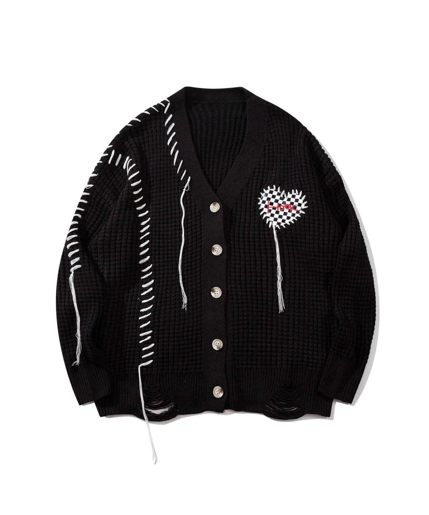 HOOK -original- 】ブロックチェックハートパッチ ワッフル編み
