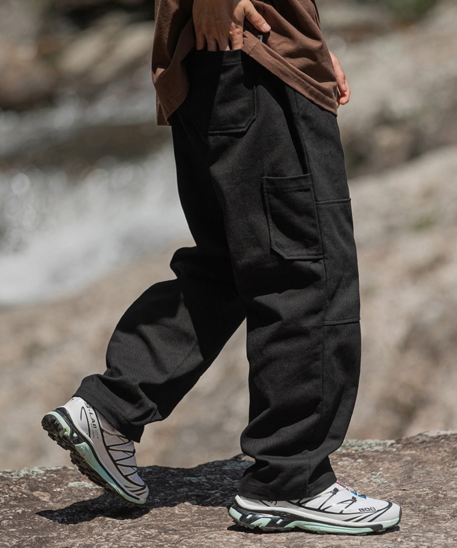 HOOK】ヴィンテージ風ウォッシュ加工横切り替えカーゴパンツ – 《公式