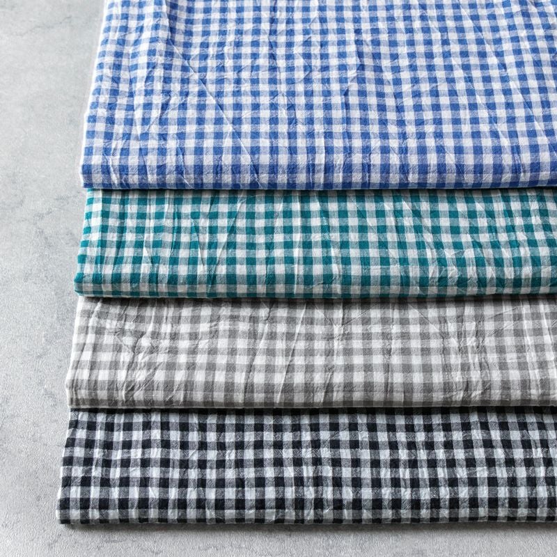 コットンリネン 綿麻 生地 チェック-先染めコットンリネンボイル