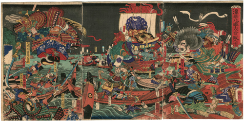 国綱 Kunitsuna 『源平八嶋大合戦之図』‐屋島の戦い‐【浮世絵 武者絵