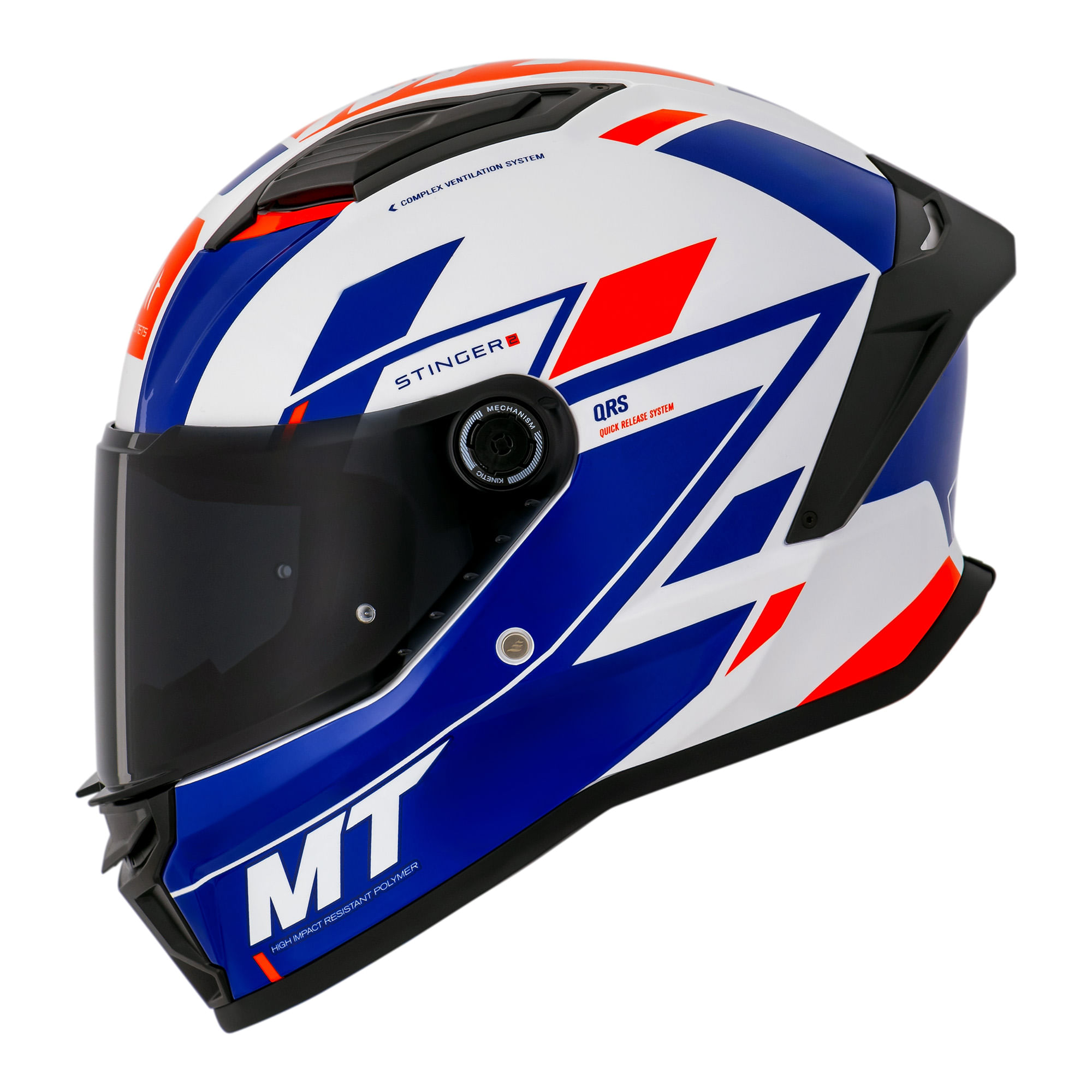 Capacete MT Stinger 2 Zivze E7 Branco Azul - MotoBR