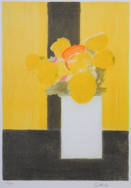 花の絵画をリトグラフの版画で制作したベルナール・カトランの花の絵