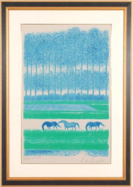 アンドレ・ブラジリエがリトグラフの版画で制作した馬の絵画
