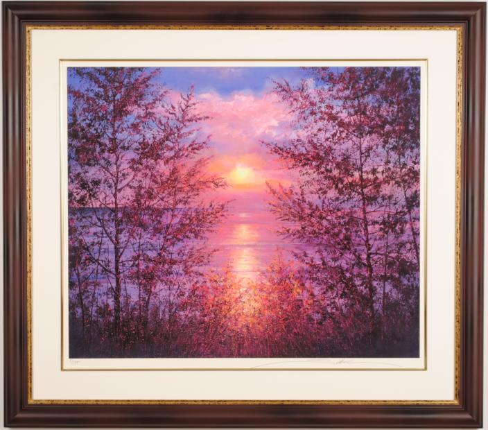 海の絵をシルクスクリーンの版画で制作したスィベル・ギュレーの海の絵