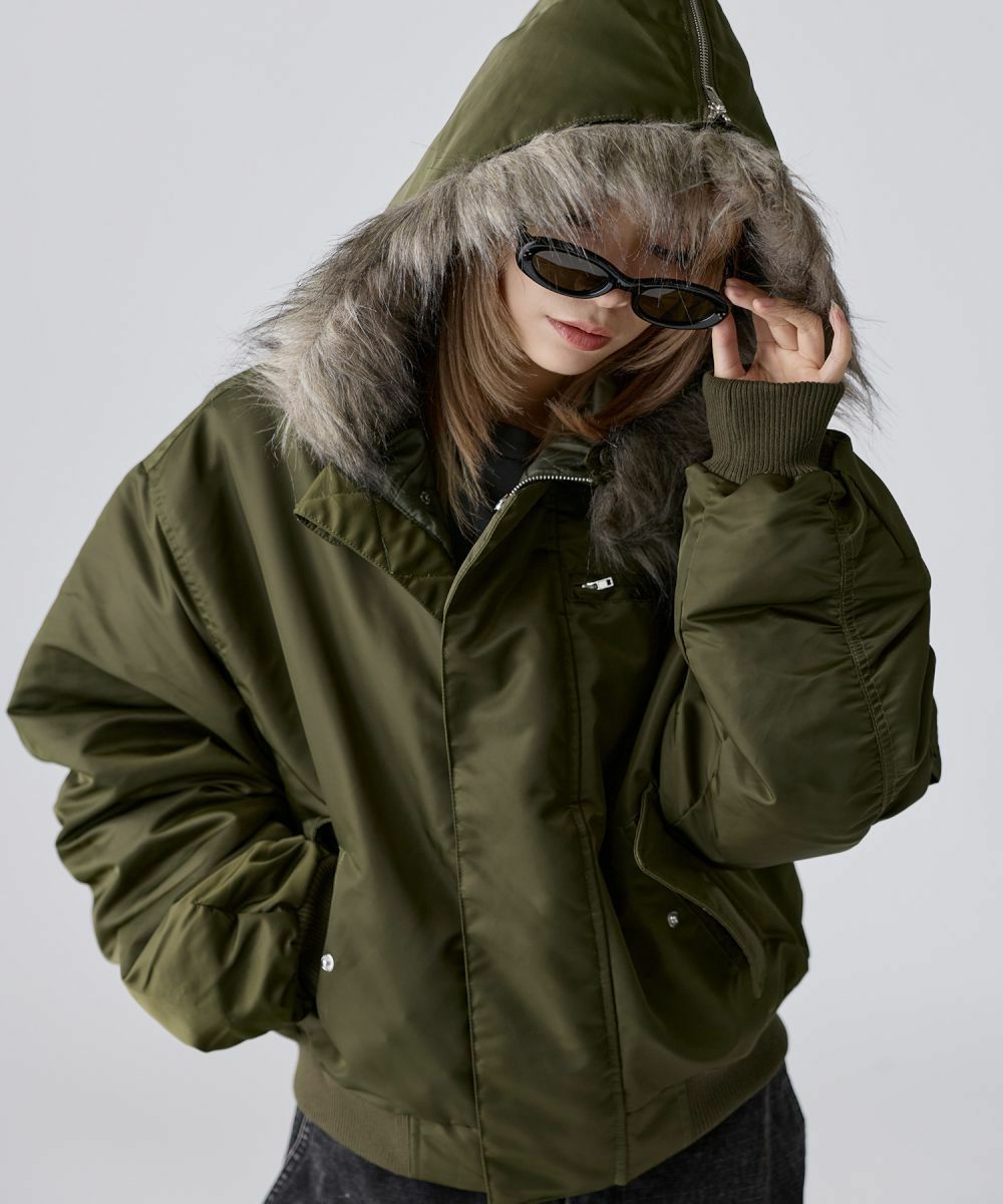 N-2Bフライトミリタリーコンパクト中綿ジャッケット ナイロン/合皮 | MSG