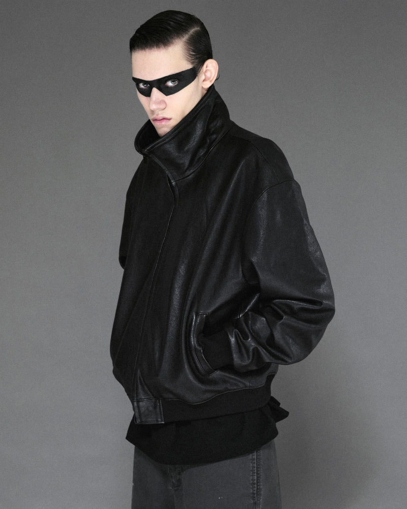 I SHII / CLUBMAN LEATHER FLIGHT JACKET - Black (i SHII-17) – Mukta