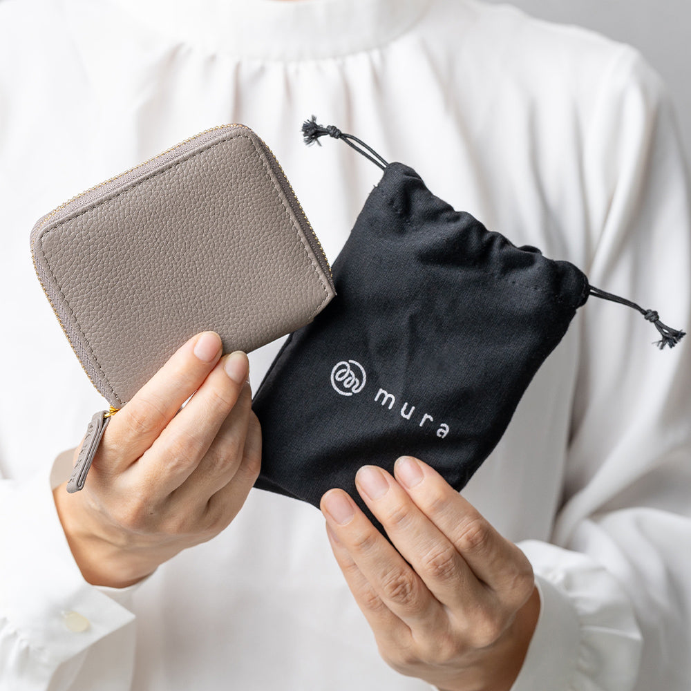 牛革 シュリンクレザー YKKラウンドファスナー ボックス型小銭入れ 二