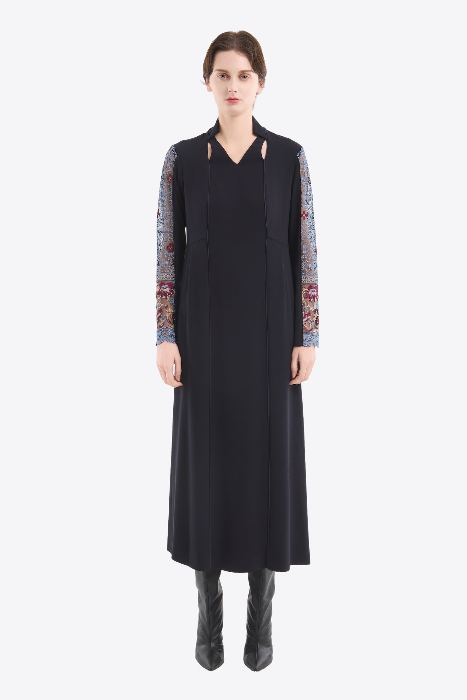 Petal collar lace dress