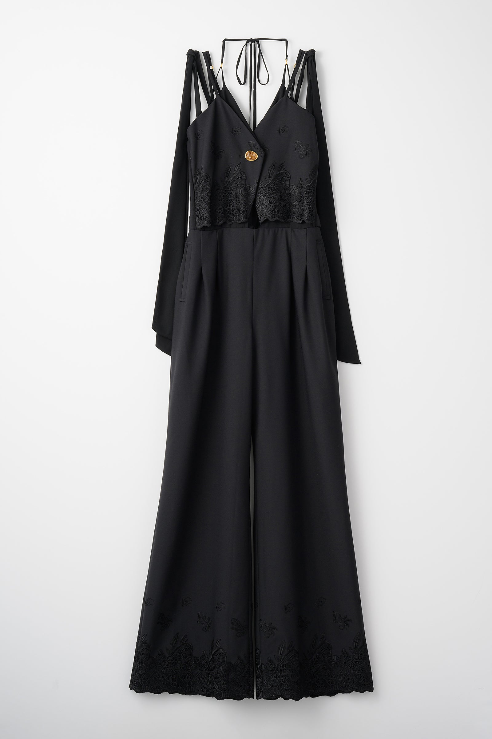 Morpho embroidery overalls (Black)