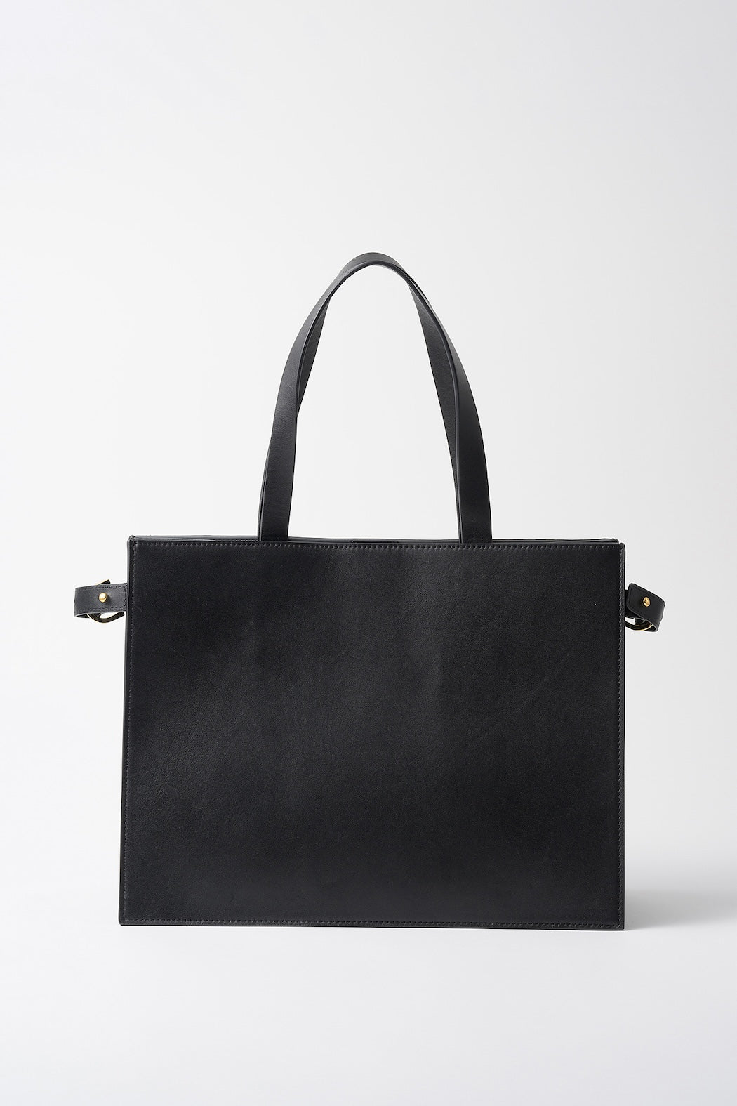 Framed embroidered leather tote bag (Black) - レザートートバッグ