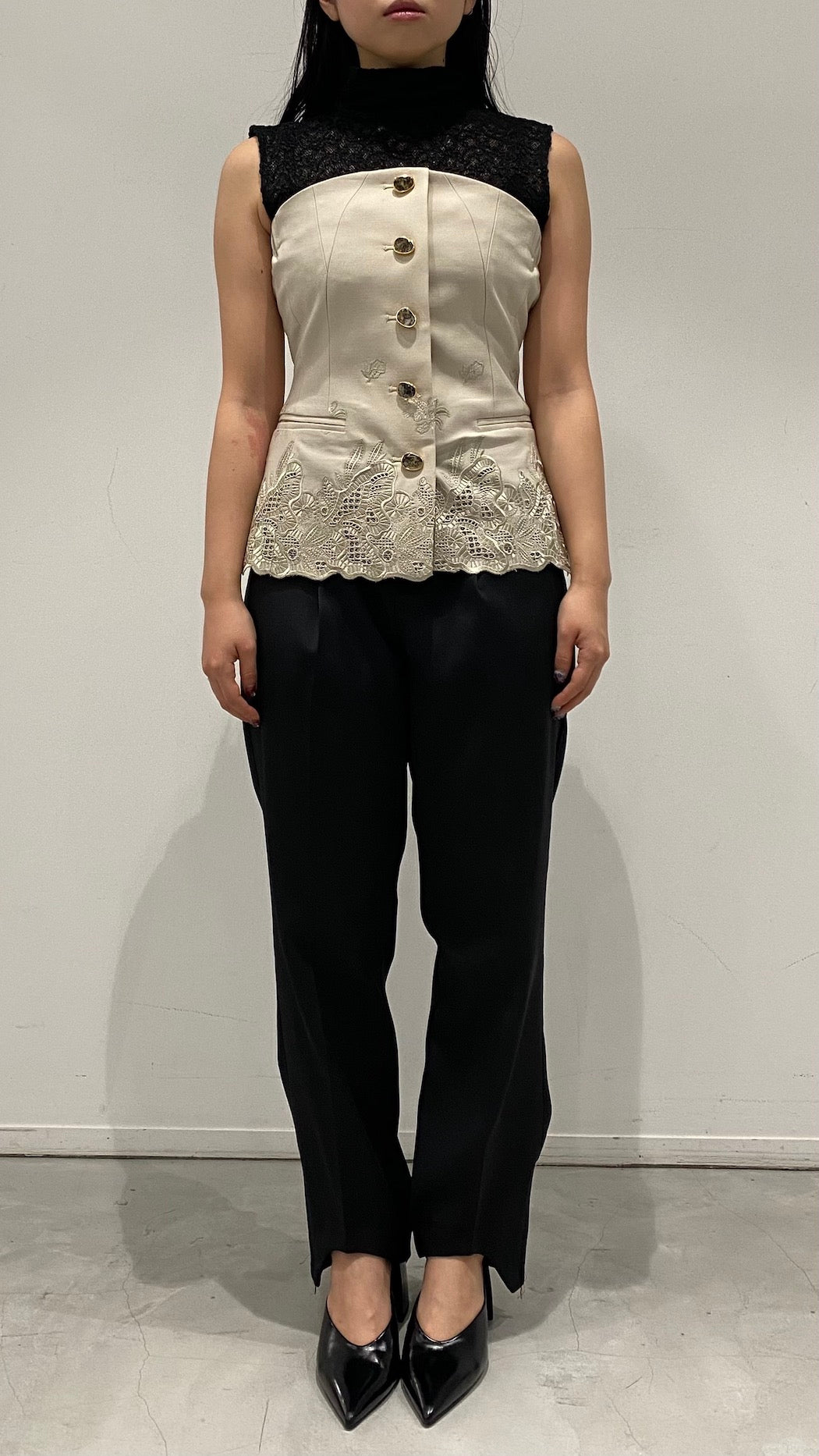 Morpho embroidery bustier (Ivory)