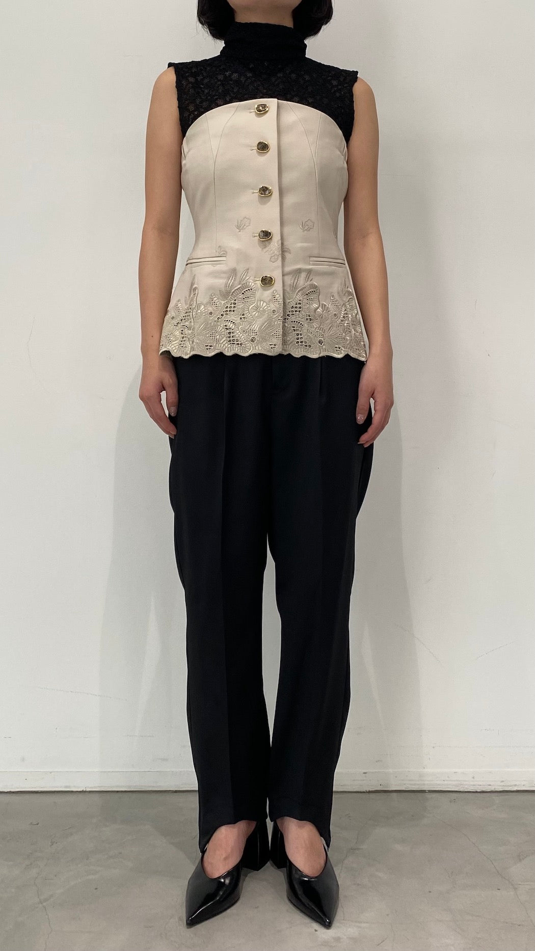 Morpho embroidery bustier (Black)