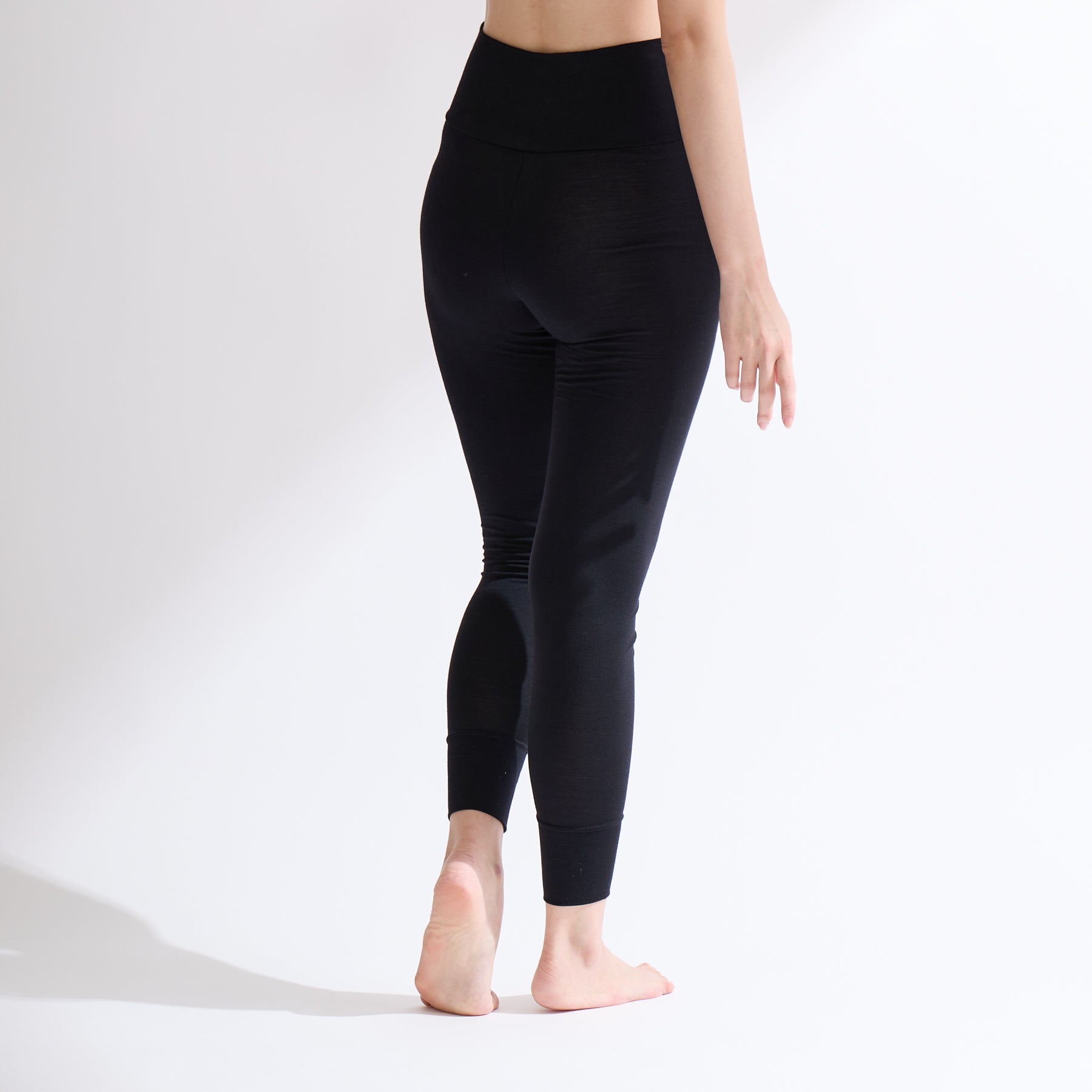 メリノウール100%天竺 レギンス, ブラック／スパッツ