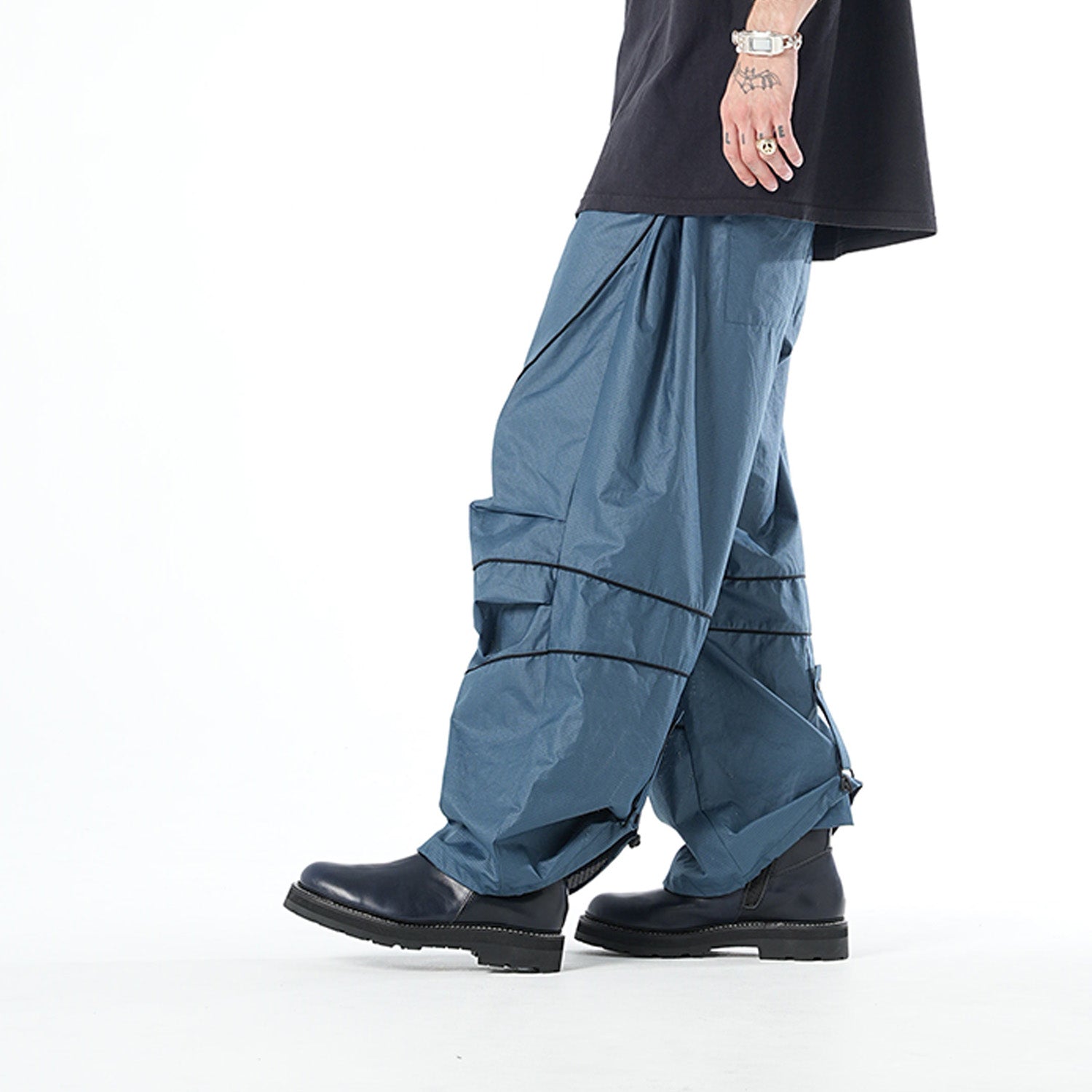 MUZE TURQUOISE LABEL - PIPING WIDE PANTS(NAVY)ミューズ パイピング